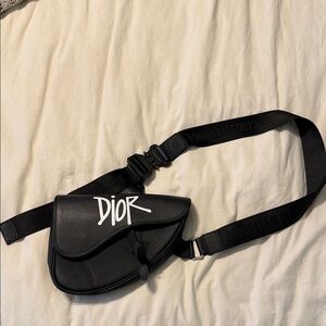 Dior Black Belt Bag with White Logo